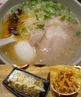 「白丸元味 750円（はりがね） + 博多ひとくち餃子（ハーフサイ」@博多一風堂 銀座店の写真