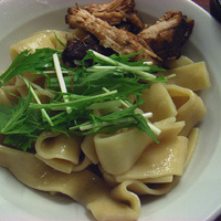 「極太ひもかわつけ麺+トロ肉チャーシュー」@円熟屋 本店の写真