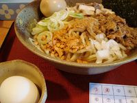 「カレーまぜそば+味玉」@食処 渓の写真