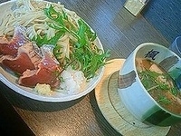 「梅塩つけ麺（鰹のタタキ添え）900円」@らーめん楓の写真