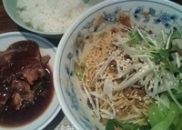 「汁なし坦々麺小ライスつき（590円）+角煮（クーポン）」@四川屋台の写真