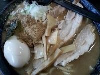 「濃厚狼煙らーめん（大盛）+半肉増し+味玉」@狼煙 〜NOROSHI〜の写真