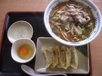 「上々麺+焼き餃子」@ゆにろ～ず 横戸店の写真