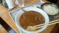 「カレーラーメン並辛+半ライス」@大沢食堂の写真