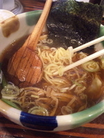 「雲呑麺+エーせっと（ランチ半ライス+餃子3個） 850円+150」@戎の写真
