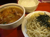 「坦々つけ麺（辛口・平打麺）750円+切り落としチャーシュー50円」@桃天花の写真