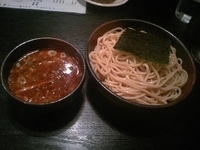 「つけそば中盛+炙りトロチャーシュー+ビール」@BASSO ドリルマンの写真