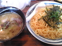 「梅塩つけ麺（300g）（880円）、食べ切りライス（大根漬け乗せ」@らーめん がんちゃの写真
