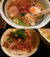 「地鶏塩らーめん+肉そぼろ飯」@麺屋 いっこくの写真