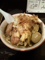 「がっつん魚らーめん+味付け卵（ニンニク）」@らーめん まぜそば がっつんの写真