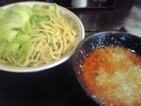 「赤参上つけ麺（大盛・脂多め）+温キャベツ」@煮干 丸めの写真