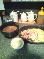 「炙りチャーシュー濃厚ドロドロつけ麺+辛口カリー味玉」@麺バカ息子の写真