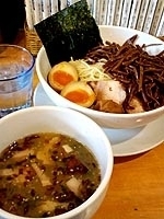 「（幻の）特製梅塩つけそば（平細麺）+自家製しなちく（追加トッピン」@和風汁そば じゃんずの写真