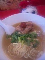 「煮干しwithやきとん+煮玉子+替え玉」@笑堂の写真