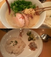 「全部のせらー麺（太麺・普通茹で）+味玉（ピリ辛）+今月の御飯（シ」@麺匠 喜楽々の写真