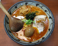 「火吹（細麺）+味玉+火吹メンマ+チャーシュー」@味噌一 常盤台店の写真