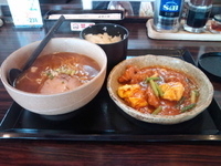 「みそらーめん&若鳥と玉子のチリソース煮セット（590円）」@五味八珍 掛川店の写真