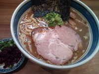 「あっさり和風エビ辛中華そば+中盛（750円+30円）」@中華そば・つけそば 浜屋 我孫子店の写真