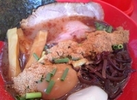 「豚そばB 煮玉子 替え玉 ビール」@笑堂の写真