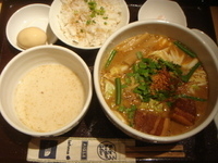 「越後味噌剛麺+味玉+ぶっこみめし」@新潟濃厚味噌 弥彦の写真