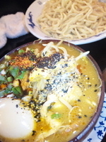 「肉野菜つけめん+クーポンの味玉」@麺家 うえだの写真