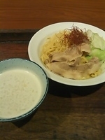 「鶏塩ポタージュつけ麺（中盛り）+御飯セット」@うぜんの写真