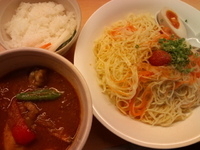 「09.10 限定 カレーつけ麺0Q10+半ライス（850円+50」@らあめん工房 まんぼぉの写真