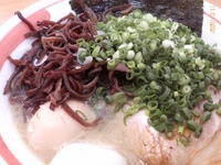 「味玉細麺+きくらげ&ネギ トッピング」@とんこつラーメン 光★MENJIの写真