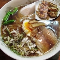 「ミニ醤油ラーメン+餃子（ジャンボラーメン餃子券使用）」@八洲ラーメンの写真
