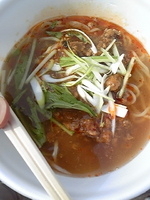 「三崎まぐろラーメン（濃厚タンタンメン,汁あり） 500円」@行田市B級グルメ大会の写真