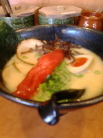 「長浜らーめんデラックス+替え玉」@九一麺 東簗瀬店の写真