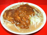 「小ラーメン（700円）+豚骨カレーぶっかけだよ（50円）+にんに」@ラーメン 学の写真