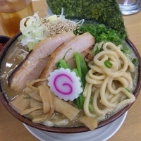 「トンコツラーメン（太麺/少しカタメ）+大盛（300g）+辛味+温」@MENYA 食い味の道有楽の写真