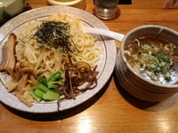 「特製つけ麺（無料大盛）+炙りチャーシュー丼」@麺や 福一の写真