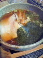 「中華そば300円+ミニチャーシュー丼350円+餃子350円」@食処とも家の写真