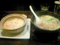 「ねぎそばver.2（630円）+たまご雑炊（オプション）（260」@麺工房HIRAMAの写真