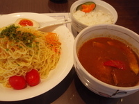 「10月限定 カレーつけ麺0Q10（850円）+半ライス（50円）」@らあめん工房 まんぼぉの写真