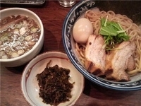 「特製つけ麺（並:あつもり）+辛子高菜」@中華そば 旋の写真