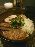 「油そば+ビール（中びん）」@らーめん 瞠 恵比寿店の写真