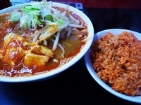 「らーめん￥780大盛り+ 赤めし￥150」@つけ麺 坊主の写真