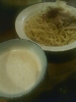 「鶏塩ポタージュつけ麺（中盛）+御飯セット（グリーンカレーペースト」@うぜんの写真