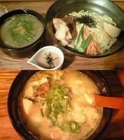 「寒鰤と根菜の塩つけ麺〜とろろ醤油添え〜+卵とじ雑炊」@麺や 庄のの写真