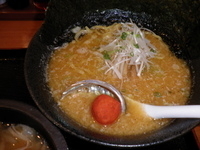 「雲丹味噌ラーメン・味噌味・辛味噌団子（840円）小ライス（158」@らーめん工房 網地島屋 鈎取店の写真