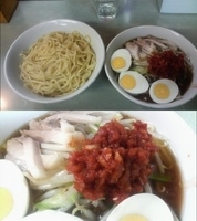 「野菜つけめん・大盛+辛子タマネギ&ユデタマゴ」@吉泉の写真