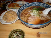 「ランチセット（ラーメンと小チャーハン）+餃子」@万福食堂 豊洲駅前店の写真
