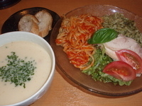 「限定 トマトとバジルの冷やしつけ麺2009（850円）+大盛（1」@ら〜麺 もぐやの写真