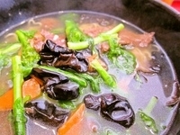 「菜の花とレバーの塩ラーメン（半チャーハン付き）（期間限定）（85」@手打ちラーメン珍来 牛久柏田店の写真