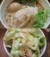 「濃厚中華そば（並盛り）+煮玉子+キャベチャー」@中華そば 伝堂の写真