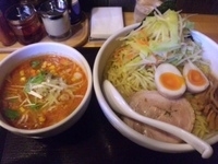 「辛みそつけ麺大盛+味玉+野菜」@つけめん 与へえの写真