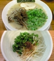 「ラーメン（ハリガネ）+替え玉（ハリガネ）+隠し玉」@博多長浜らーめん ぼたん 高田馬場店の写真